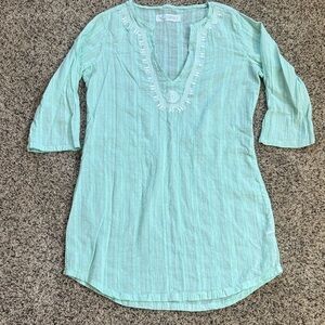 Carve Designs V-Neck Tunic Swim Coverup, Size Small, 100% Cotton